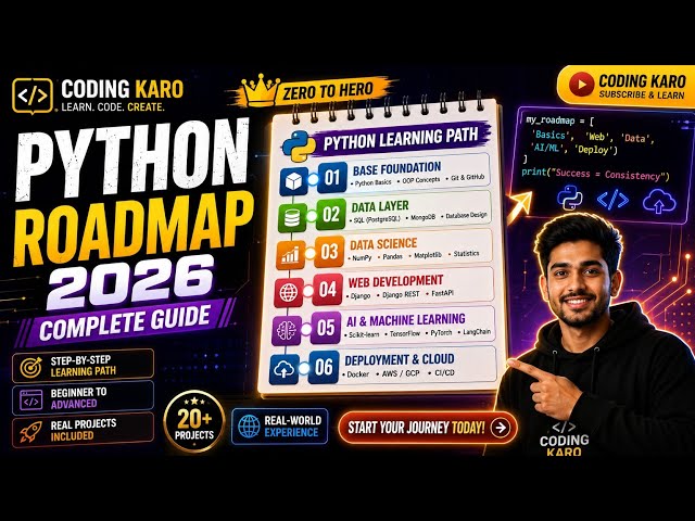Complete Python Roadmap 2026 🚀 Become a Python Developer Step-by-Step (Beginner to Pro) #CodingKaro