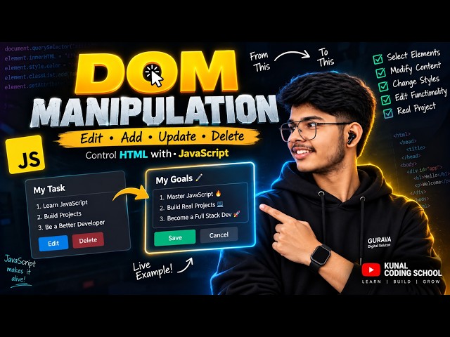DOM Manipulation in JavaScript 🔥 | Edit HTML Elements Dynamically | JavaScript Project
