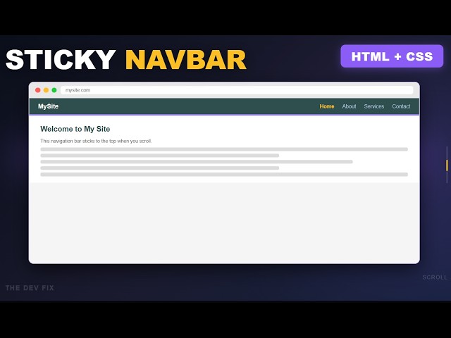 Sticky Navigation Bar HTML CSS | Navigation Bar Tutorial for Beginners
