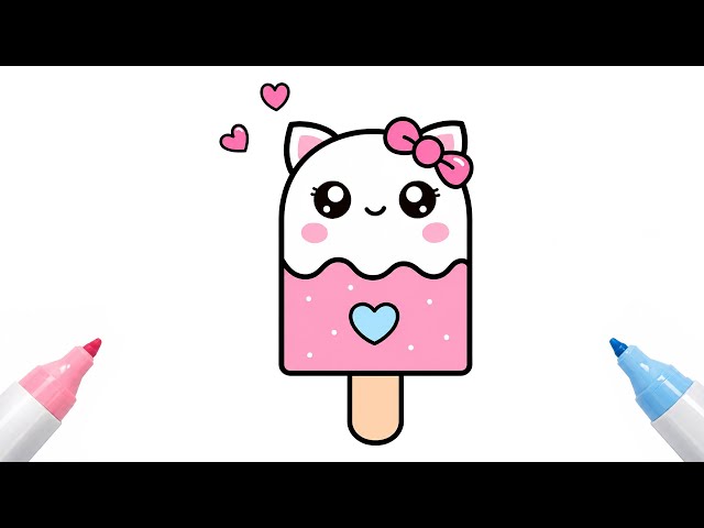 How to Draw a Cute Pink Pastel Ice Cream with a Bow 🍦💗 | Easy Kawaii Drawing for Kids