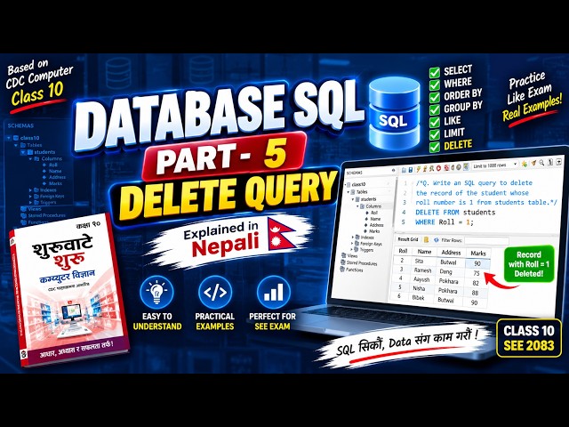 Delete Query | Class 10 computer | DBMS