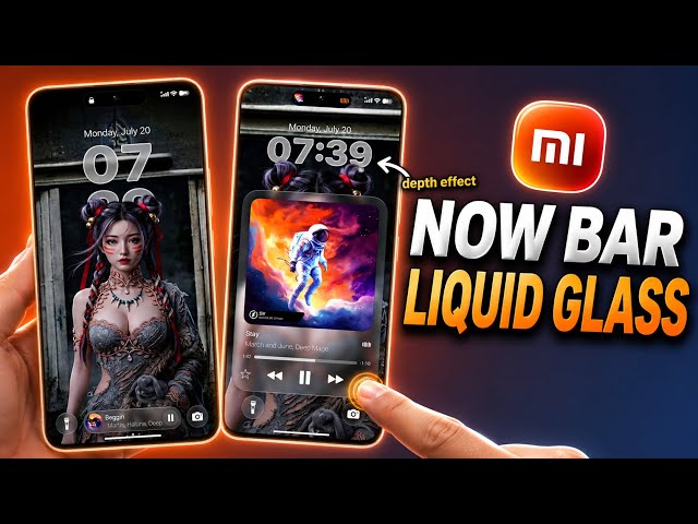 Install Theme With Now Bar Liquid Glass Effect on Xiaomi