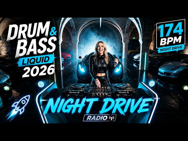 Drum & Bass Liquid 2026 Night Drive Radio | 174 BPM Atmospheric Electronic Continuous DJ Live Set