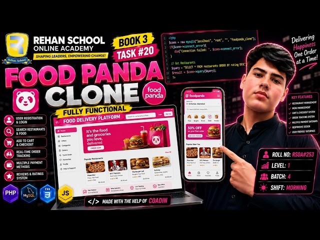 🍔 I Built a Fully Functional Foodpanda Clone | Coding Book 3 – Task #20 | PHP, CSS & JavaScript