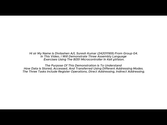 8051 Assembly Programming Tasks Demonstration using Keil μVision