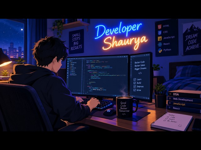 Late Night Coding Lofi 🌙 | Ambient Music for Deep Focus, Study, Work & Relax| Developer Shaurya