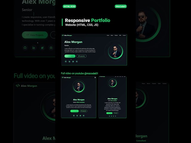 Responsive & Animated Portfolio Website with HTML, CSS & JS #coding #portfolio #css #shorts