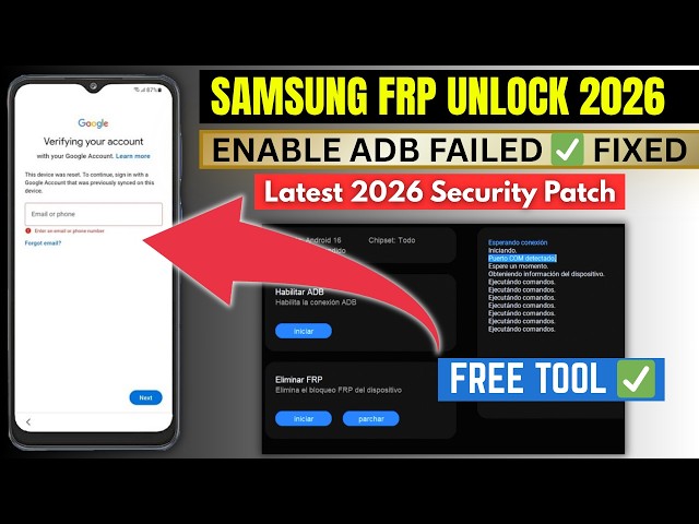 Samsung FRP Bypass Fix Enable ADB Failed Error | Free Tool | Latest 2026 Security Patch