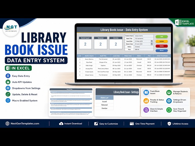Library Book Issue Data Entry System in Excel