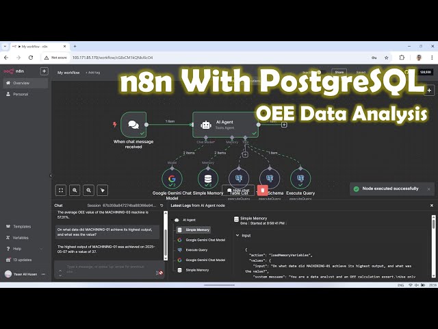 Automating OEE Data Analysis with n8n AI Agent and PostgreSQL | Step-by-Step Tutorial