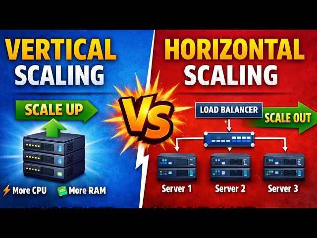 Vertical Scaling vs Horizontal Scaling Explained with Real-World Example | System Design (HLD)