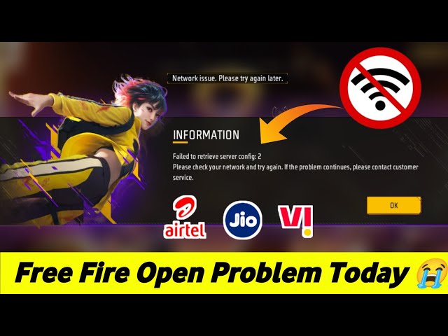 Free Fire Network Connection Error Failed to retrieve server config 2 Problem | FF Not Opening Today