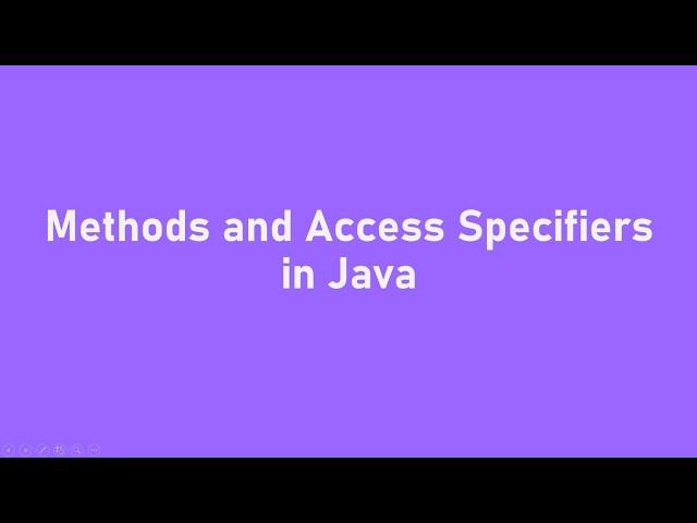 Methods and Access Specifiers in Java