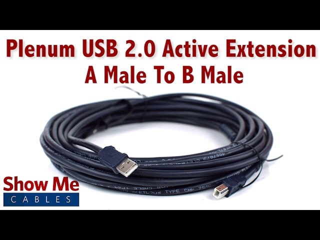 Easy To Use Plenum USB 2.0 Active Extension Cable - A Male to B Male