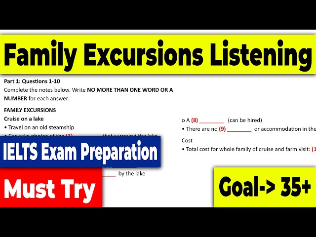 Family Excursions IELTS Listening |  IELTS LISTENING | ielts listening test | listening ielts