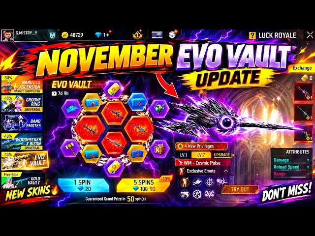November Evo vault Update Free Fire🤩💥| Next Evo vault Update Free Fire🔥| Free Fire New Event Tamil 