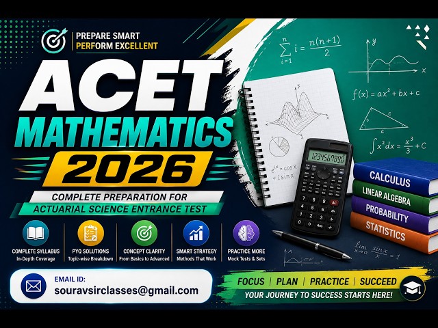ACET 2026 Mathematics Deep Learning | Concepts & Questions #ACET #Maths #ActuarialExam