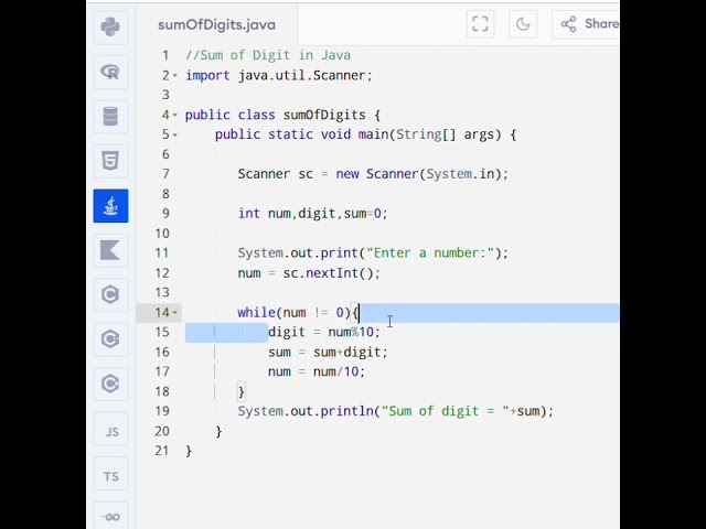 Sum of digits in Java