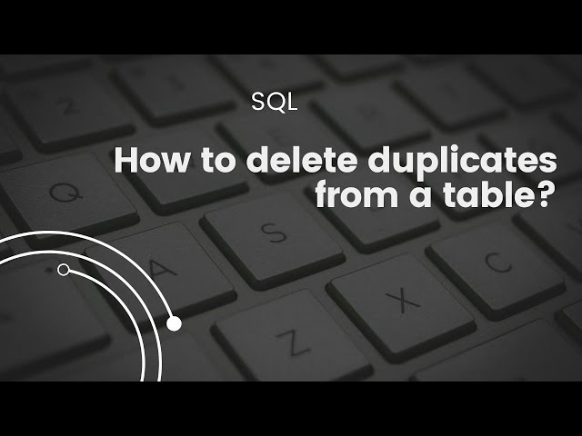 SQL Query Interview Questions - How to delete duplicates from a table? #sqlinterviewquestions