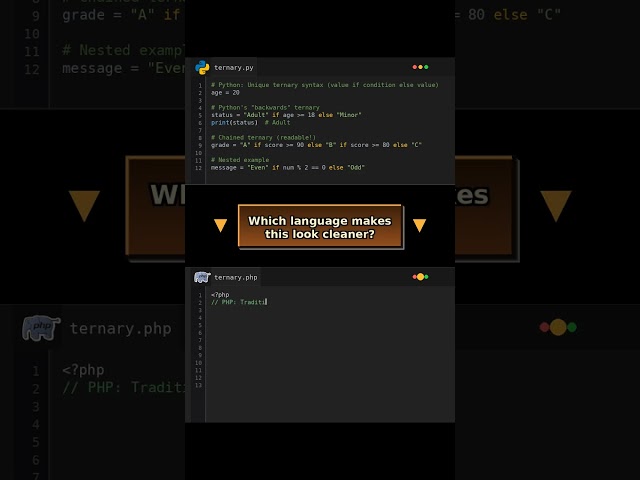 Ternary Operators: Pythons BACKWARDS Syntax vs PHP! #pythonvsphp