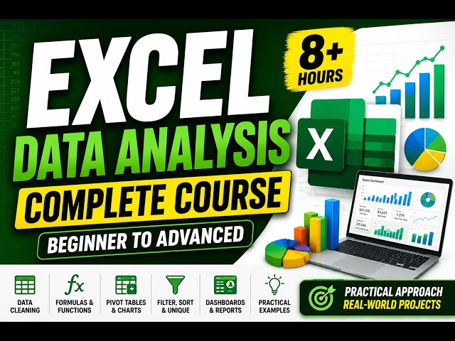 Excel Data Analysis Complete Course | Beginner to Advanced | 8+ Hours