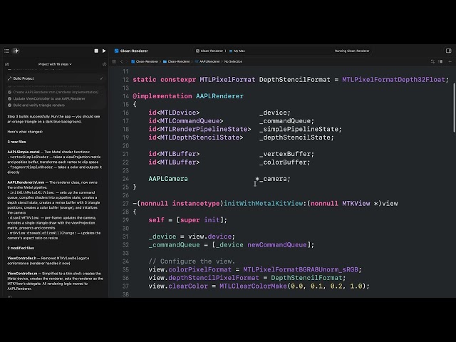 Apple Metal | Clean Slate 1.6 | Draw a triangle using AAPLRenderer + ViewController | Cuda Education