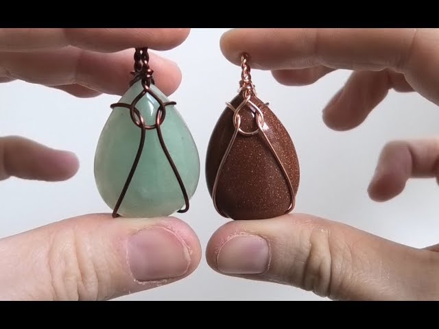 Simple Beginner Cabochon Wire Wrap Pendant Using One Piece of  Round Wire