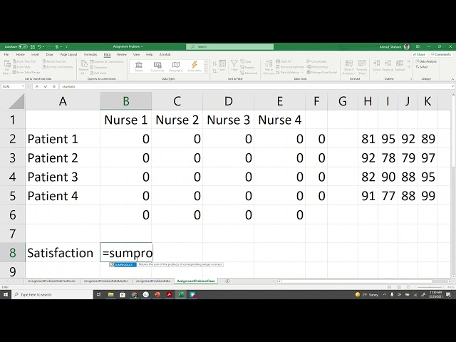 Assignment Problem | Method | Model | Algorithm | Using MS Excel | Example Solved