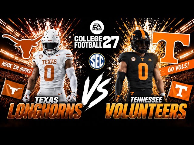 Texas Longhorns vs Tennessee Volunteers Week 4 CPU v CPU Simulation College Football 27