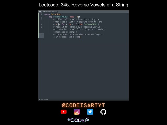 Leetcode 345. Reverse Vowels of a String in Python | Python Leetcode | Python Coding Tutorial | ASMR