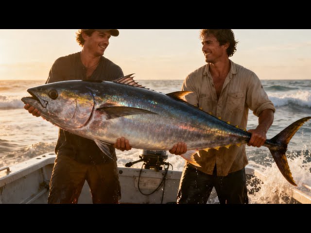 Tuna Fish Processing with Fast and Clean Cutting Skills 🐟✨