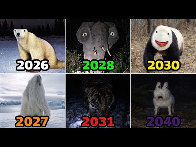 Polar Bear 2026 vs Elephant 2028 vs Panda 2030 vs Bird 2027 vs Tiger 2031 vs Goofy 2040