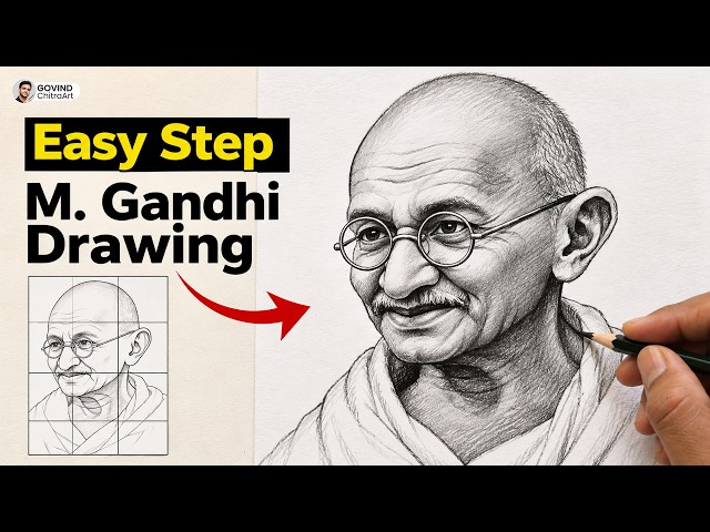 How to Draw Mahatma Gandhi Step by Step