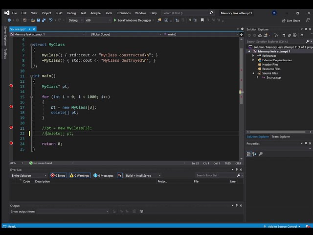 Visual Studio Debugger, Pointers, Memory
