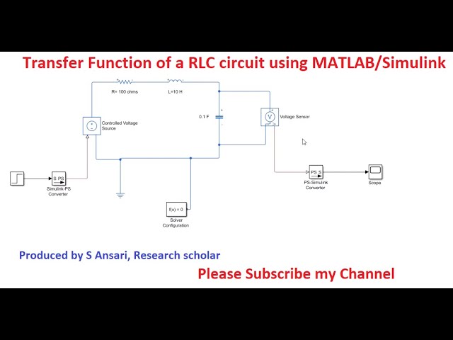Transfer Function of a RLC circuit using Matlab/Simulink