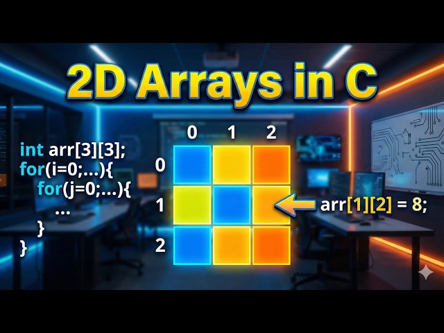 2.4 2D Arrays in C Programming for Beginners | Syntax, Initialization & Matrix Example