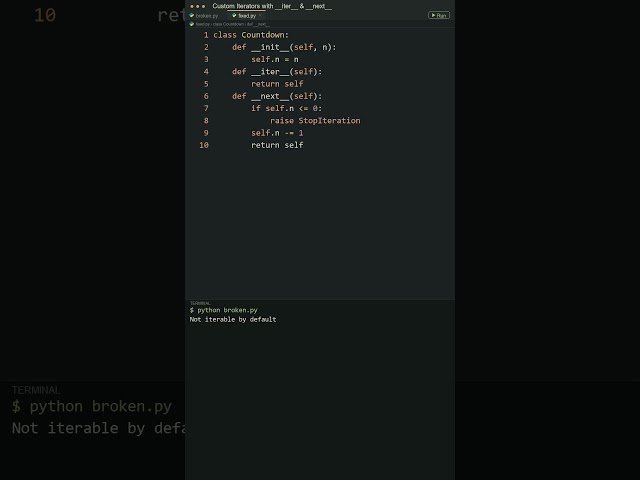 Build Custom Python Iterators from Scratch! 🔄 #shorts #python