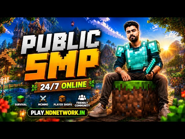 🔴 Minecraft Public SMP LIVE | ND NETWORK Join Now! 24/7 Survival Server (Java + Bedrock) #shorts