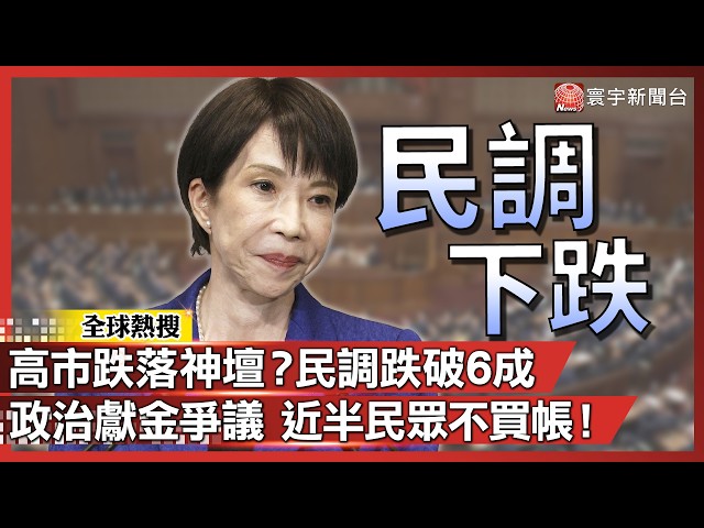 高市早苗跌落神壇？支持率跌破6成創新低！政治獻金爭議 近半民眾認為不妥！｜#寰宇全視界@globalvisiontalk