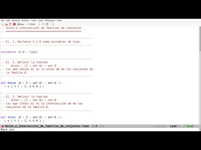 Unión e intersección de familias de conjuntos en Lean