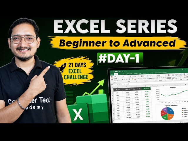 Excel Series Class Day 01 | MS Excel Tutorial Class Basic to Advance | Computer Tech Academy