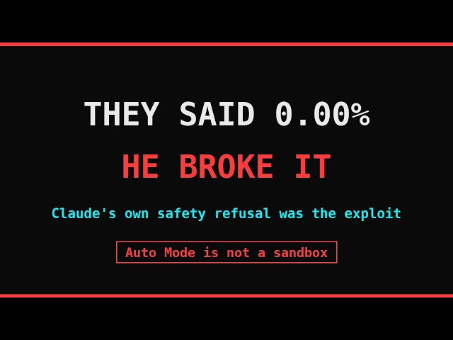 They Said 0.00% Prompt Injection. He Broke Claude Auto Mode