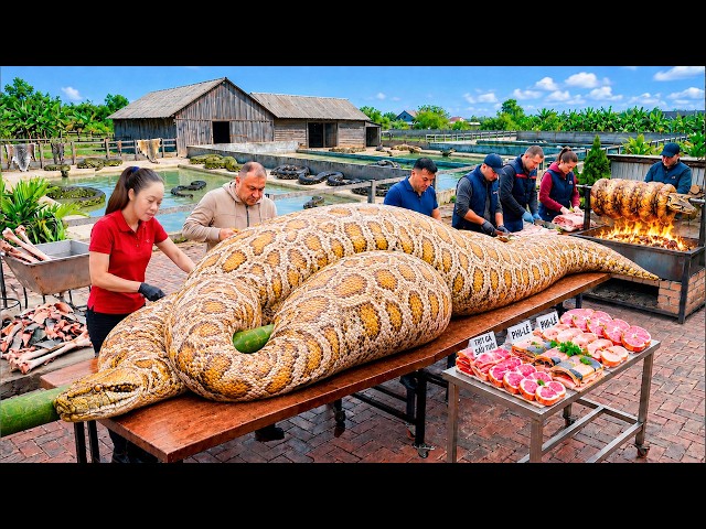 Harvesting a 130 Kg Python the Traditional Village Way | Cozy Village Life in the Mountains