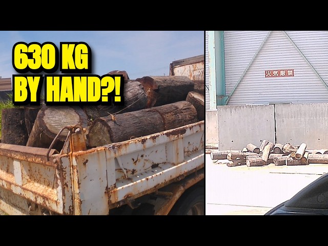 630 kg of Old Utility Poles, Unloaded by Hand. The Grapple Was Right There.
