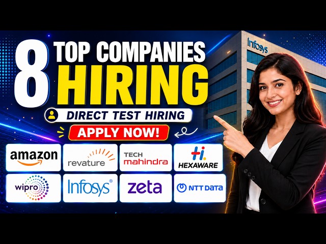 🔥 Latest Direct Test Hiring 2026 | 8 Companies Hiring Freshers | Apply Today