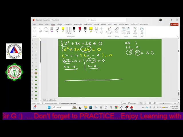 Quadratic Inequalities in Number Line Notation, Set Builder Notation and Interval Notation