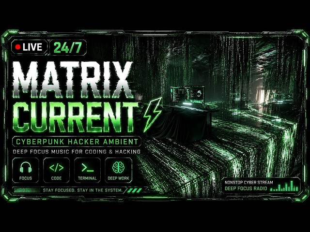 MATRIX CURRENT ⚡ Cyberpunk Hacker Ambient Radio | Deep Focus Music for Coding 24/7