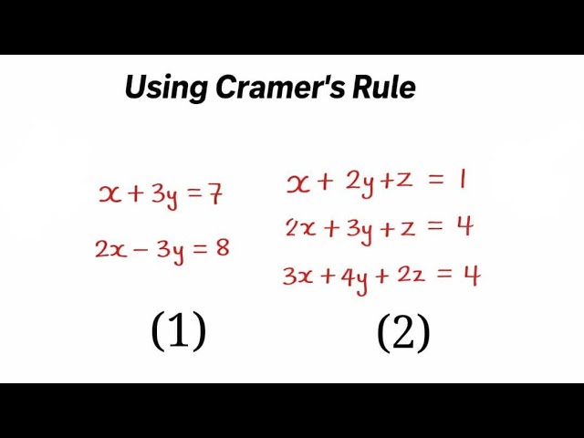 Using Cramer’s Rule to Solve Simultaneous Equations (2 & 3 Variables)