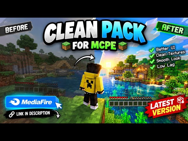 Minecraft CLEAN PACK for MCPE 🔥 | Better UI + Clean Textures | Latest Version 1.26.x+