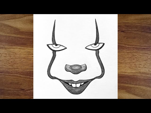 How to Draw Pennywise Face Step by Step | Easy Halloween IT Clown Pencil Drawing